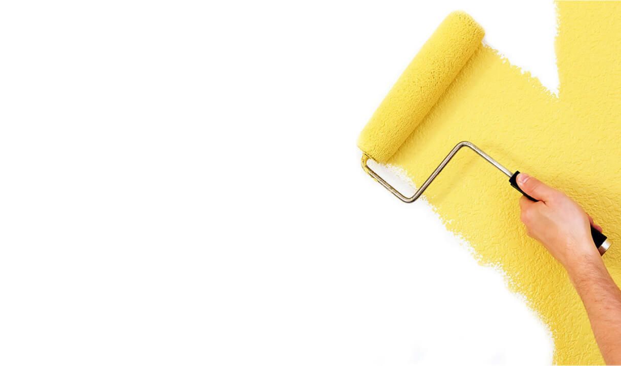 Farbrolle mit gelber Farbe